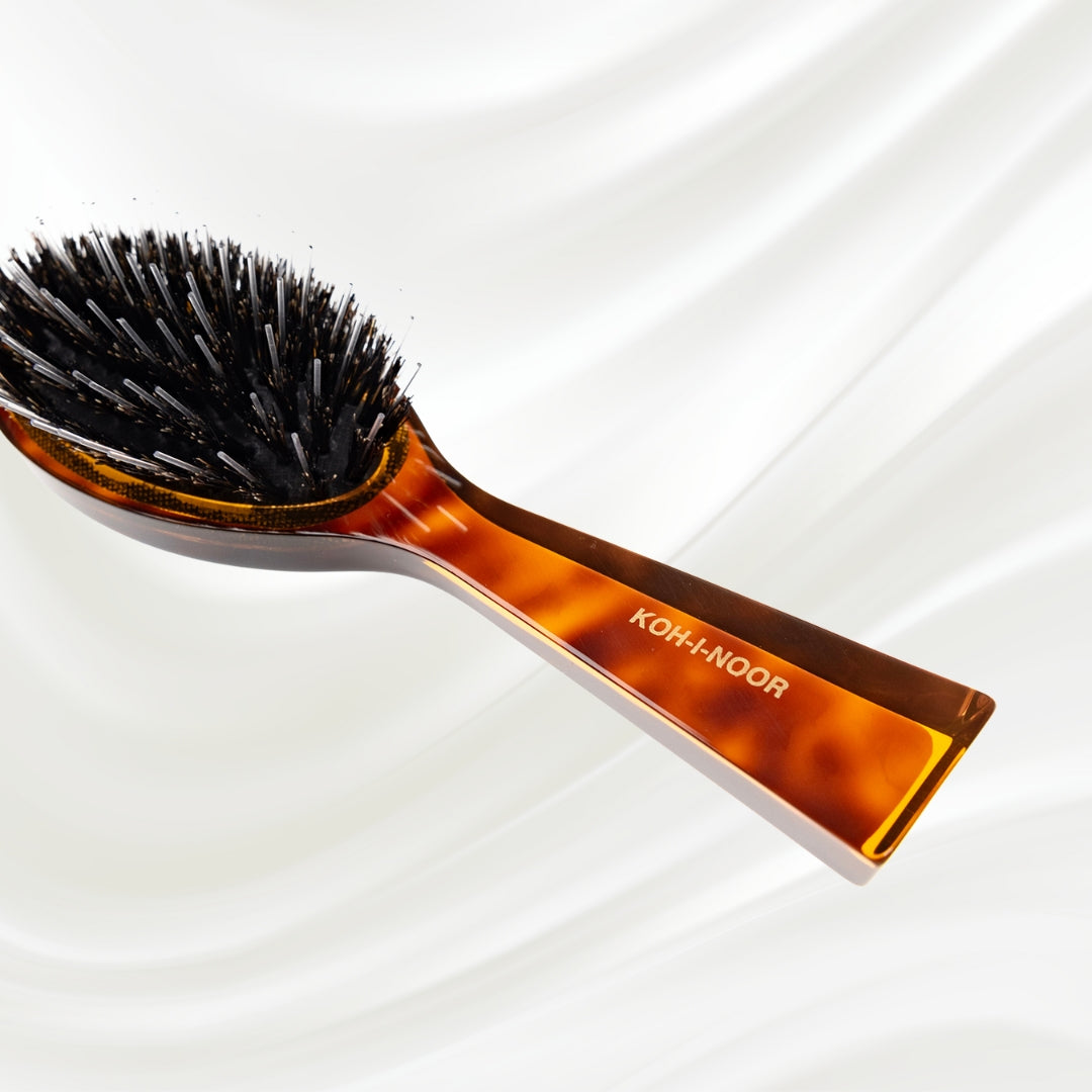 Koh-I-Noor Oval Cushion Brush Small – Turtle Jaspe Peaks Gold Design, For Detangling
