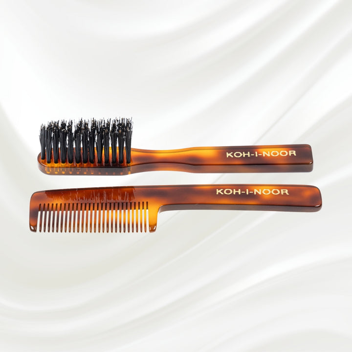 Jaspè Mustache and Beard Boar Hair Brush & Comb Set