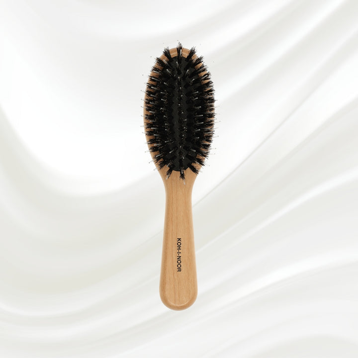 Brosse à cheveux pneumatique en bois d'aulne avec poils de sanglier et picots en nylon