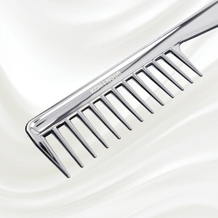 Metallic Wide Tooth Comb with Handle