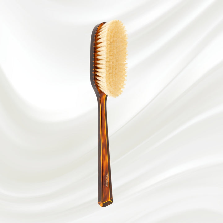 KOH-I-NOOR bath brush 294 with long brown tortoiseshell acetate handle and white natural bristles