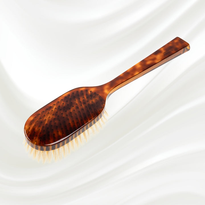 KOH-I-NOOR bath brush 294 with long brown tortoiseshell acetate handle and white natural bristles