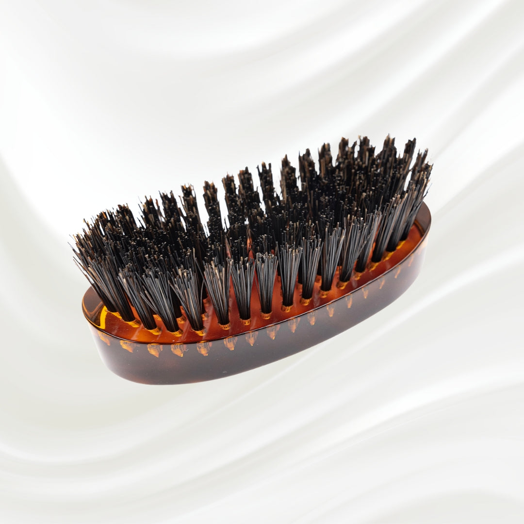 KOH-I-NOOR military hair brush with black boar bristles and brown tortoiseshell acetate handle