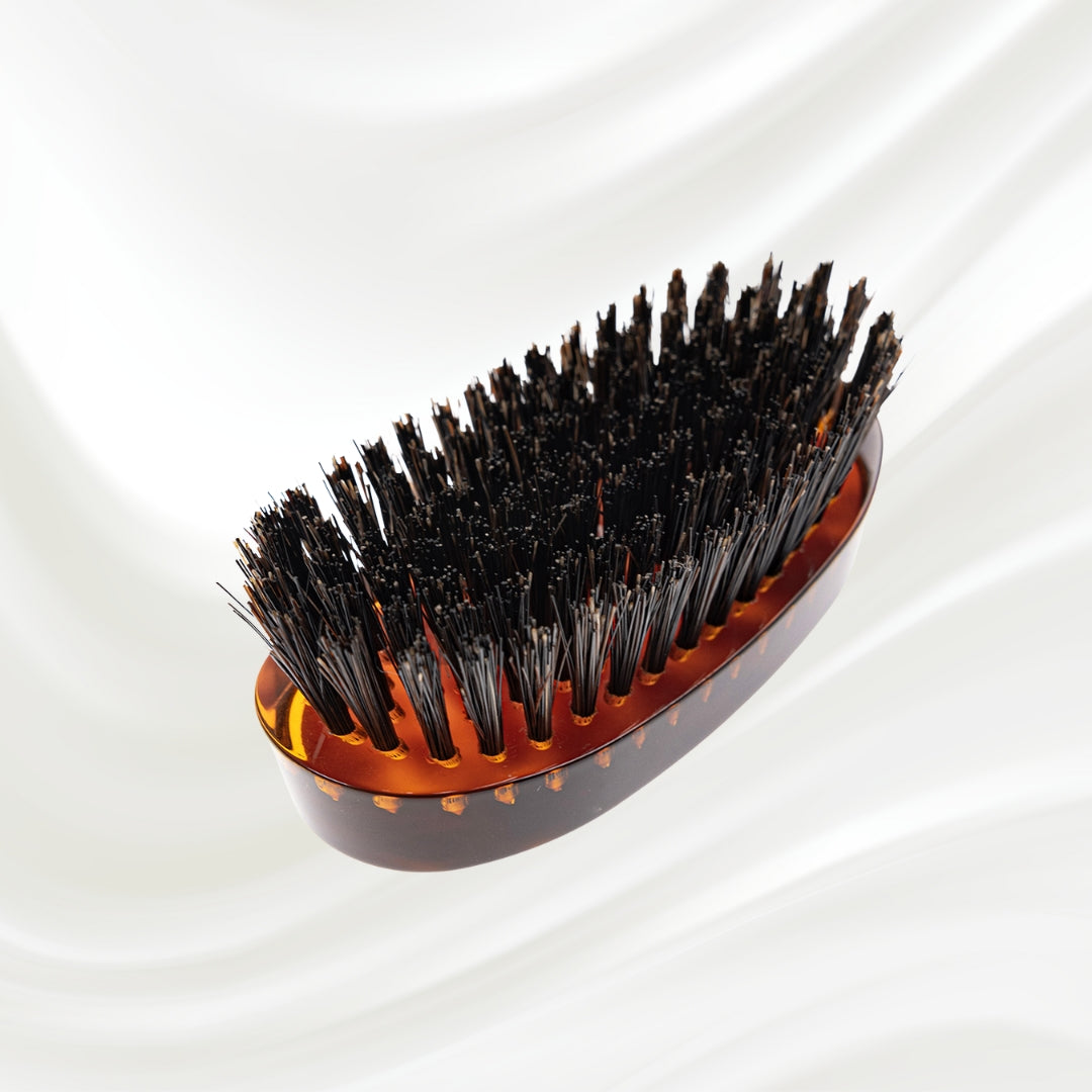 KOH-I-NOOR military hair brush with black boar bristles and brown tortoiseshell acetate handle