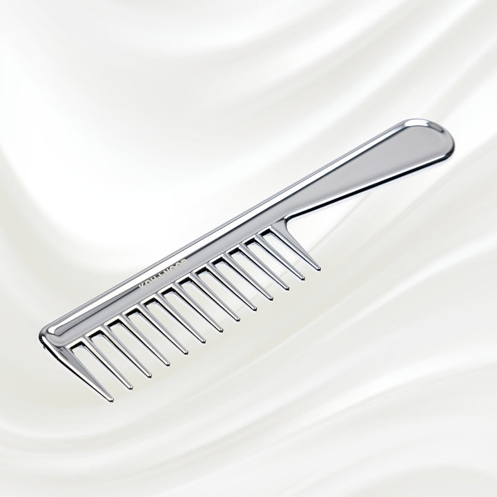 Metallic Wide Tooth Comb with Handle