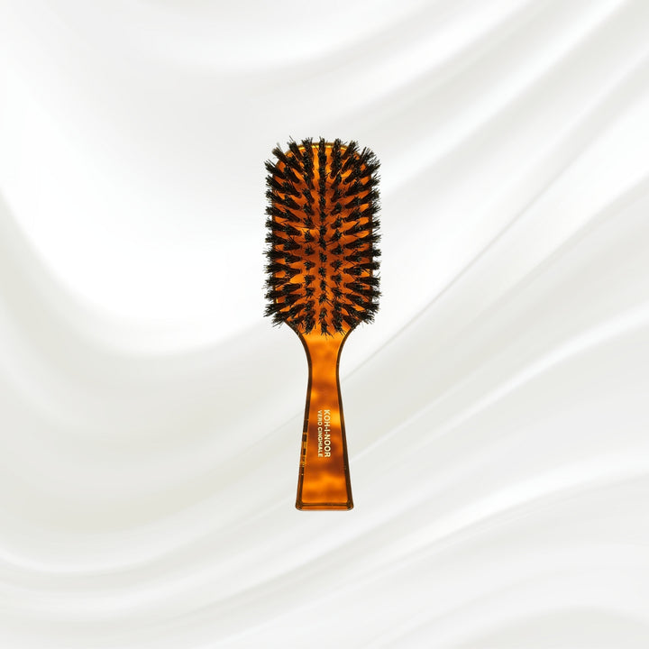 Brosse à cheveux rectangulaire large en poils de sanglier ou naturels Jaspè