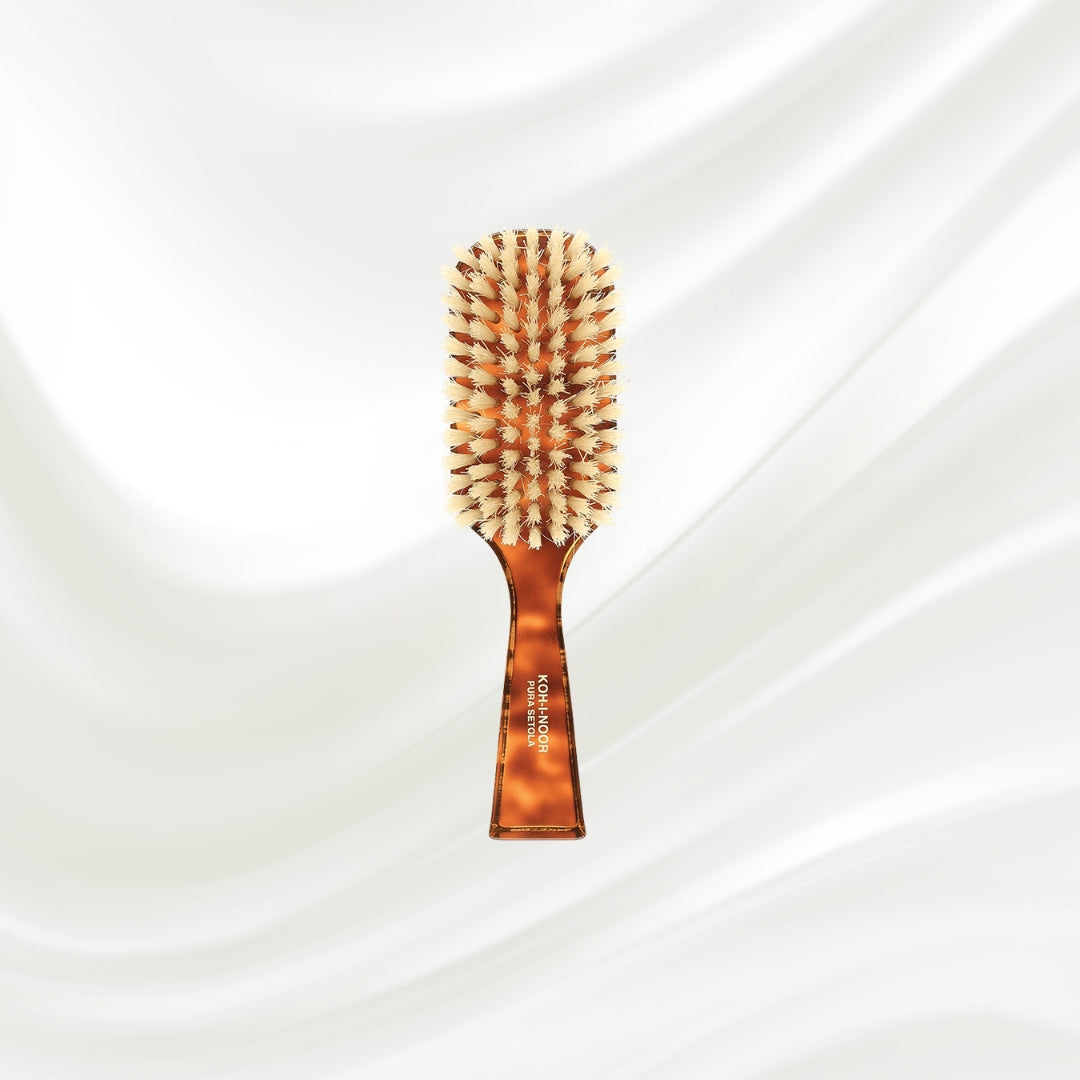 Brosse à cheveux rectangulaire large en poils de sanglier ou naturels Jaspè