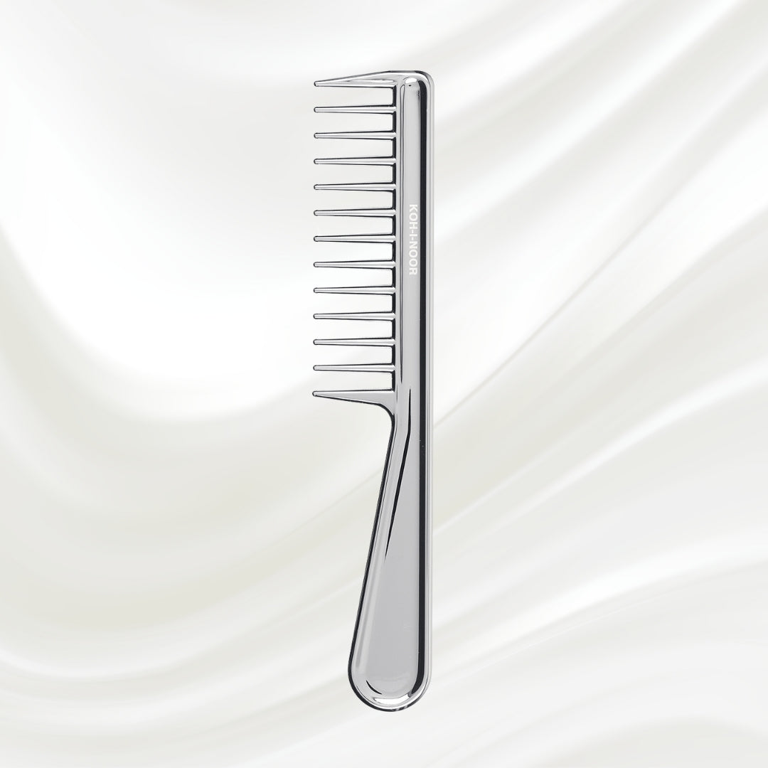 Metallic Wide Tooth Comb with Handle