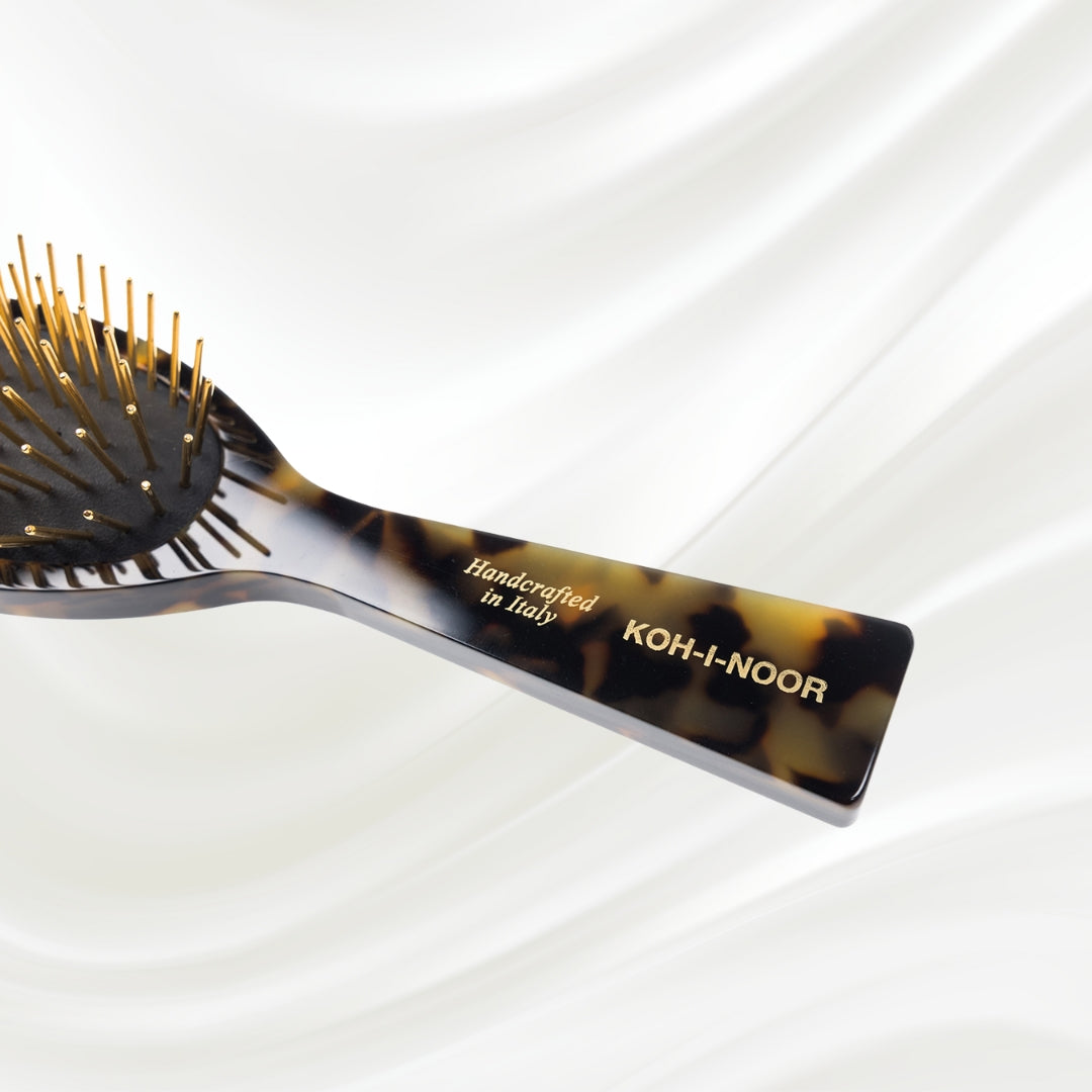 Luxury Pneumatic Hair Brush with Gold Plated Metal Pins - Garden