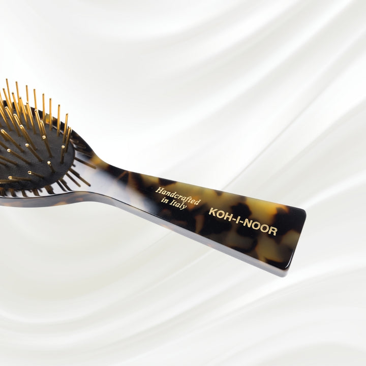 Brosse à cheveux pneumatique de luxe avec broches en métal plaqué or - Jardin