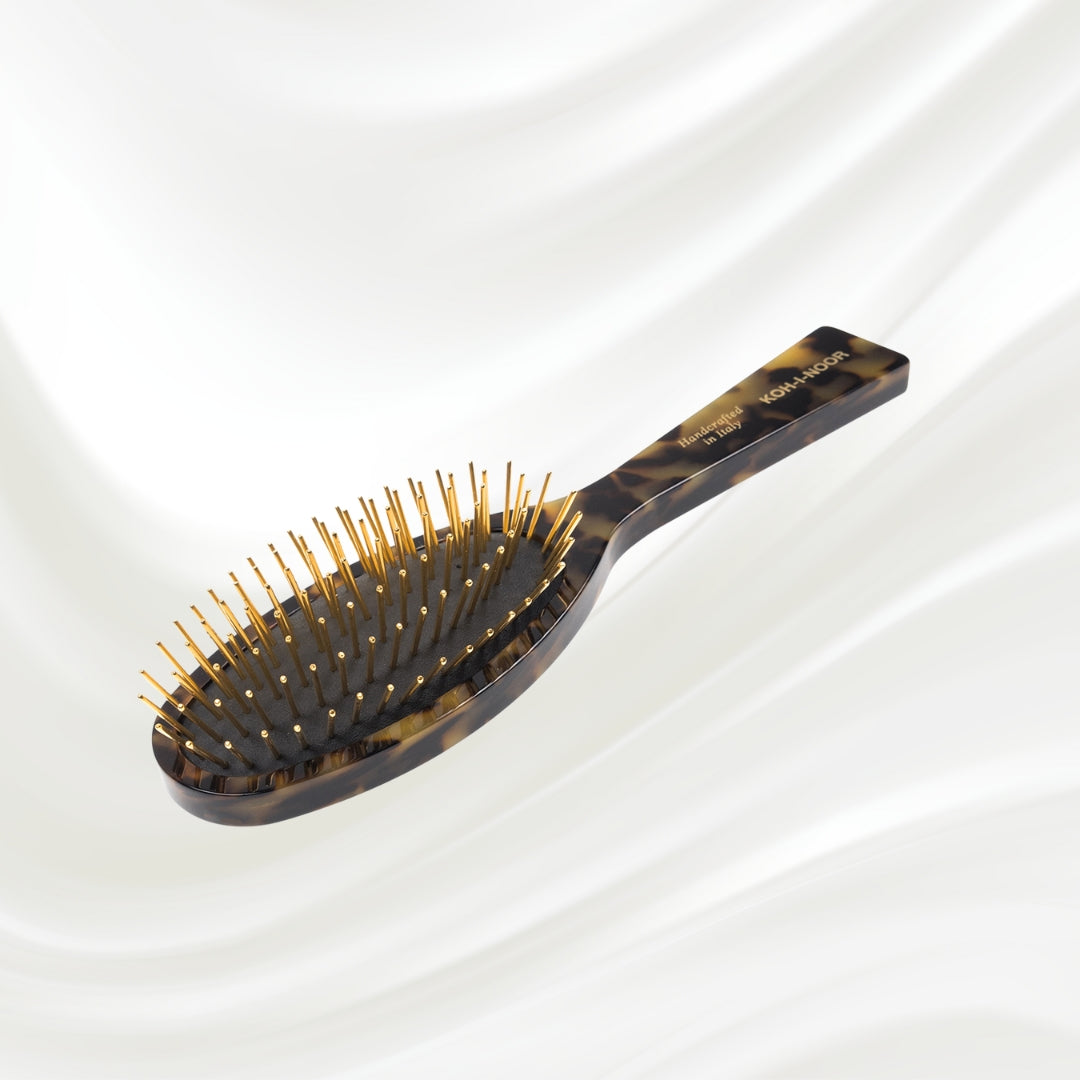 Cepillo neumático de lujo para el cabello con púas de metal bañadas en oro - Garden