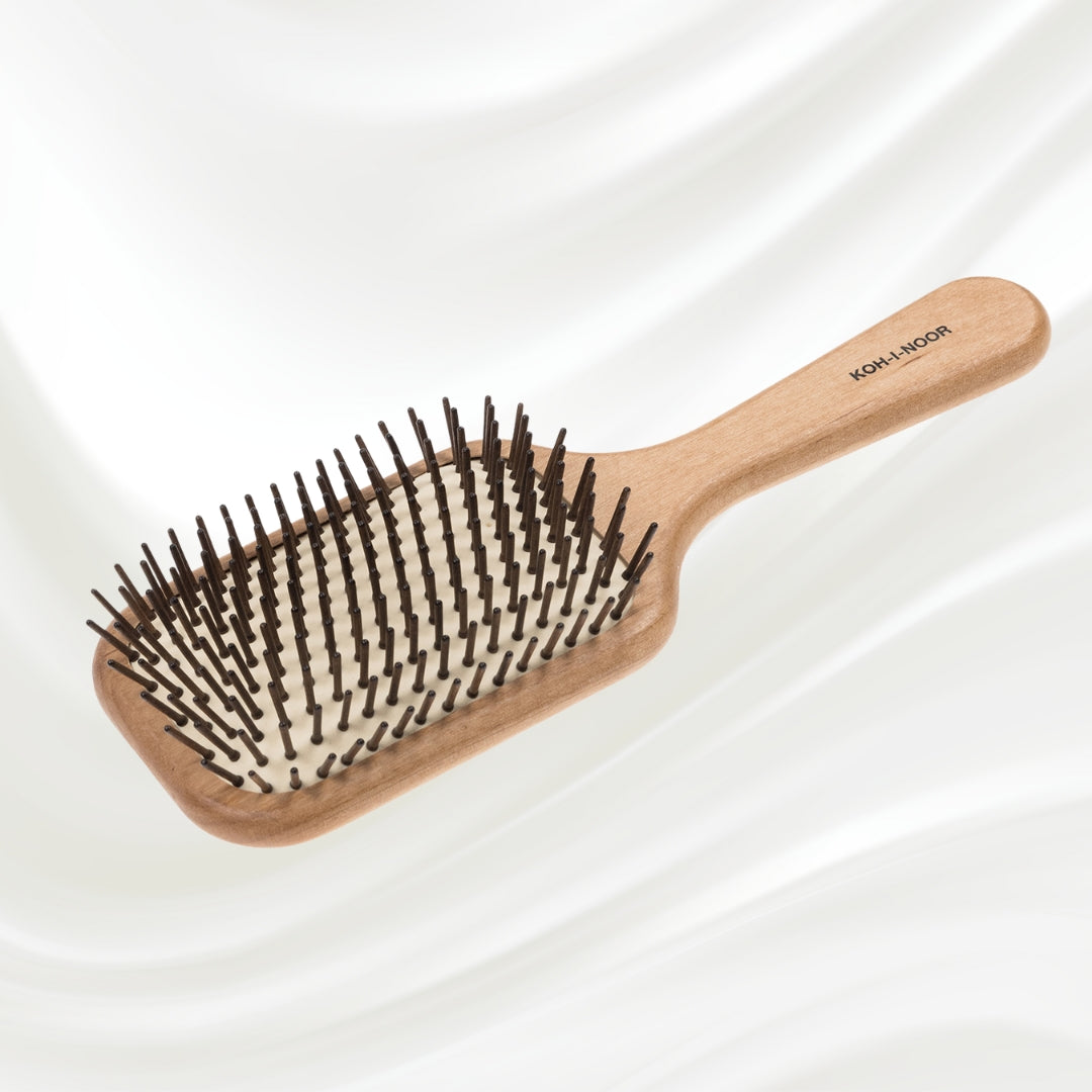 Legno Red Alder Wood Pneumatic Paddle Hair Brush with Hornbeam Wood Pins