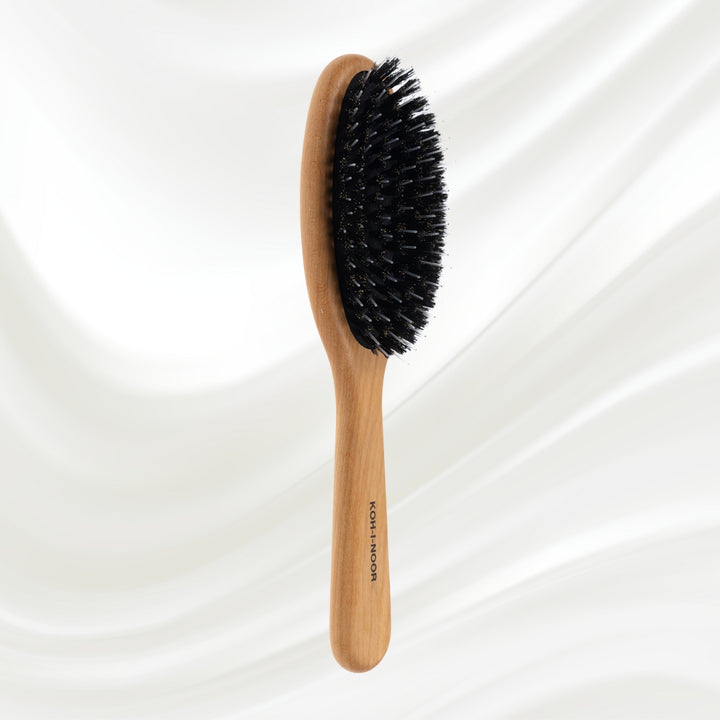 Brosse à cheveux pneumatique en bois d'aulne avec poils de sanglier et picots en nylon