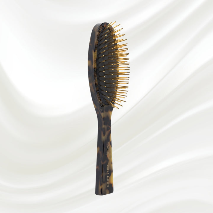 Brosse à cheveux pneumatique de luxe avec broches en métal plaqué or - Jardin