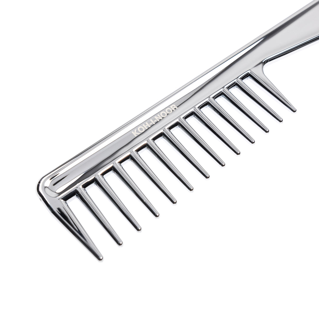 Metallic Wide Tooth Comb with Handle