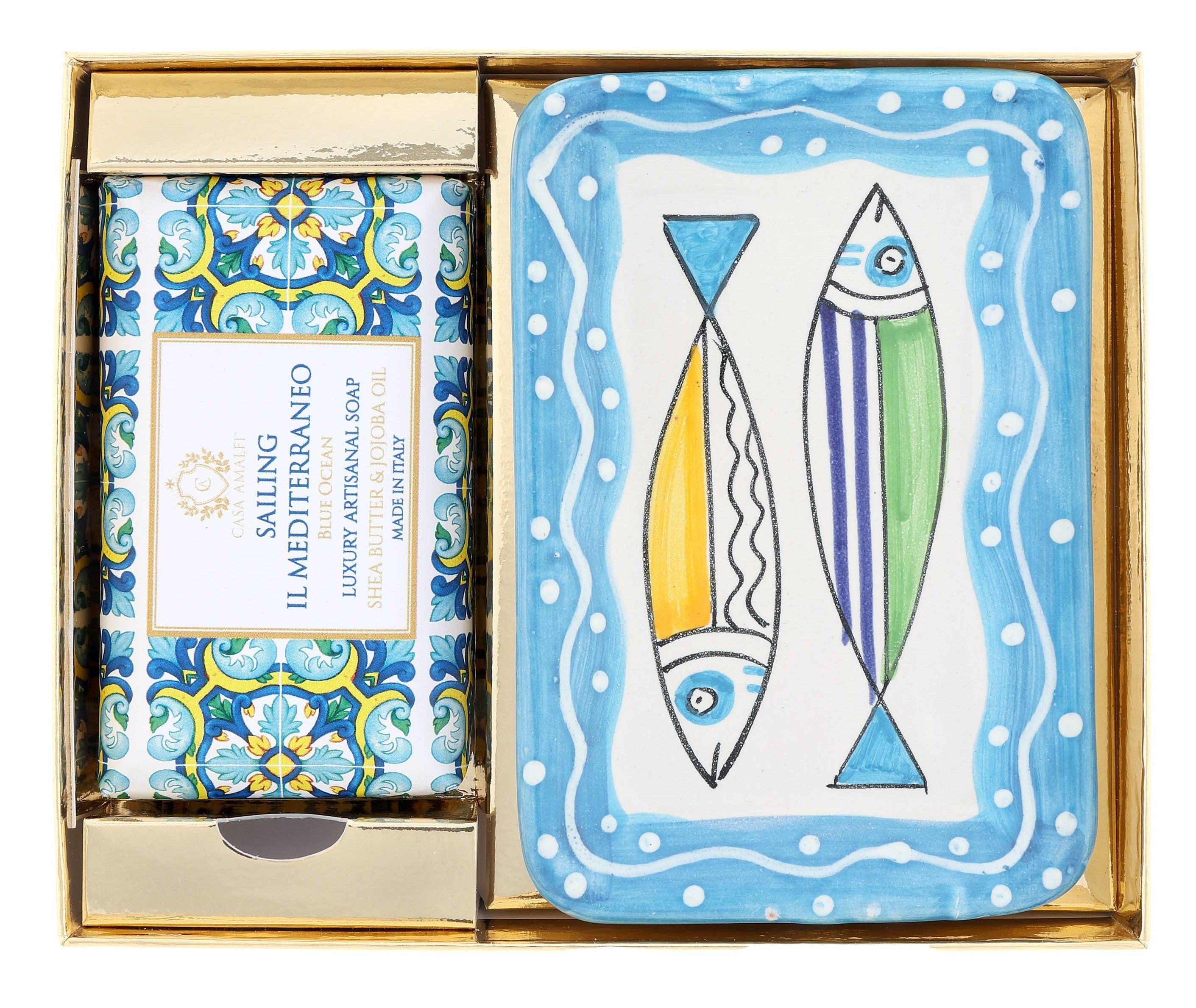Casa Amalfi Scented Soap Bar with Ceramic Soap Dish Sailing il Mediterraneo