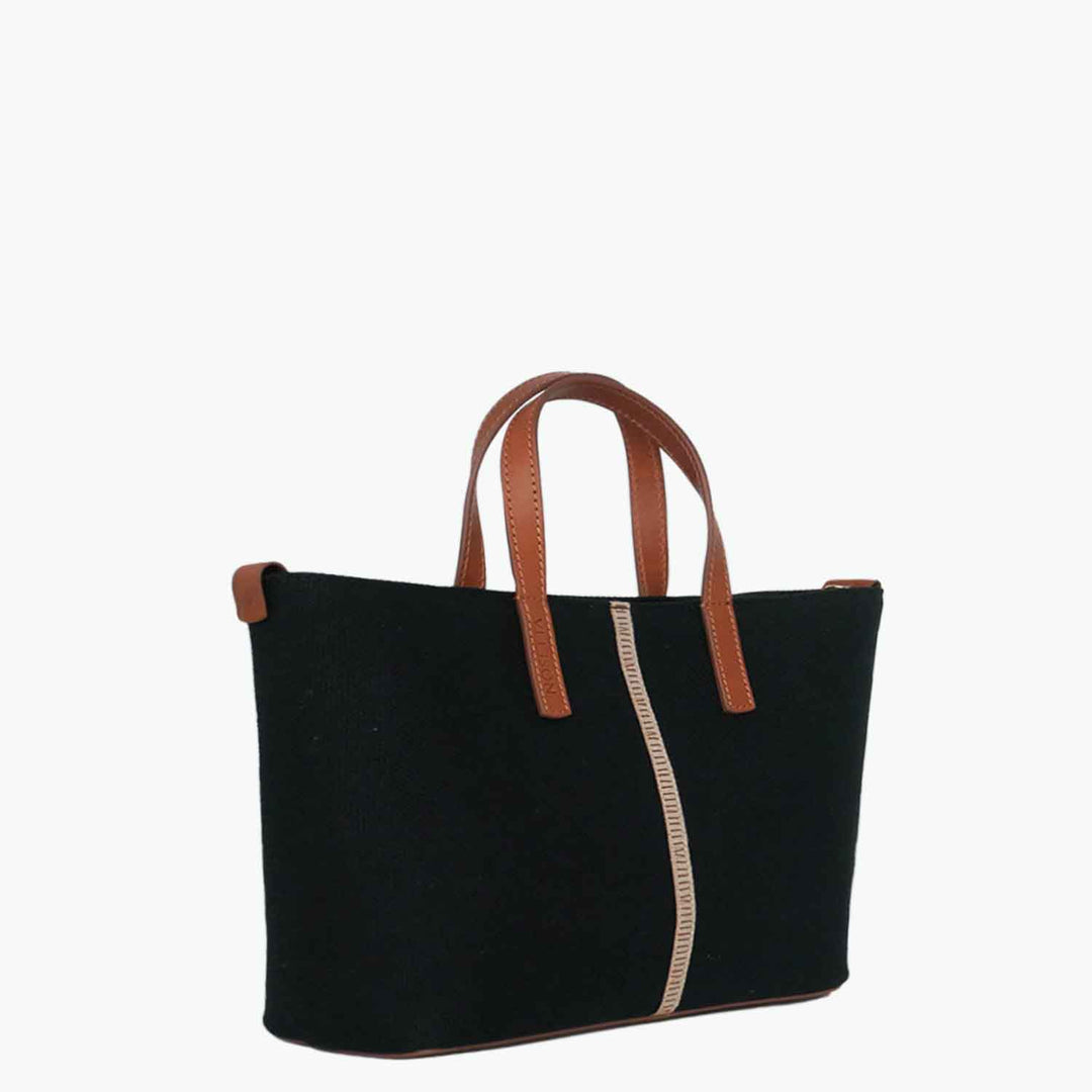 Carlia Small Tote Cotton Canvas and Leather by Nosetta