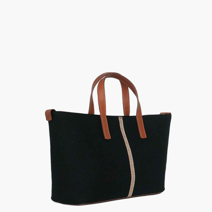 Carlia Small Tote Cotton Canvas and Leather by Nosetta