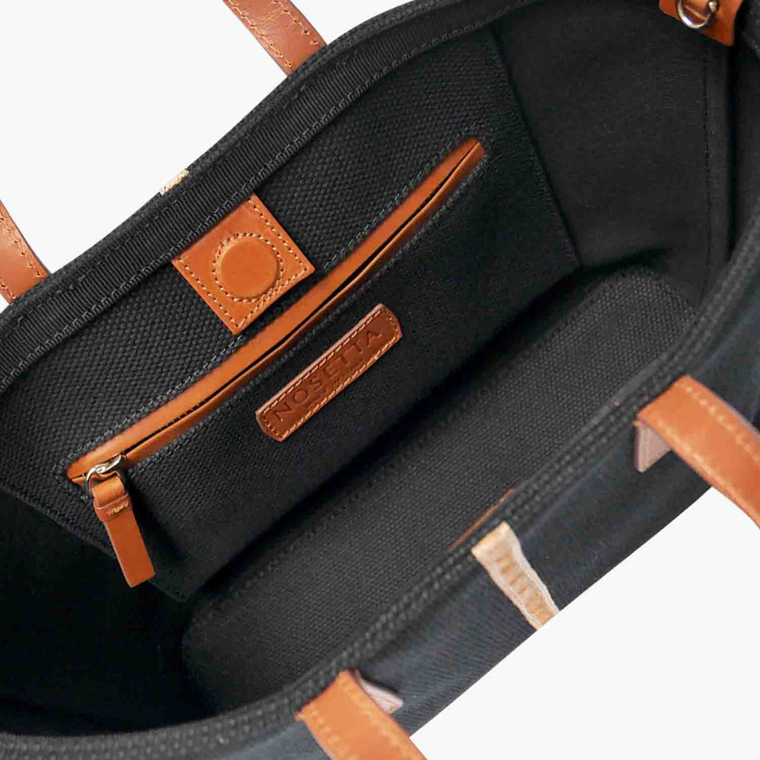 Carlia Small Tote Cotton Canvas and Leather by Nosetta