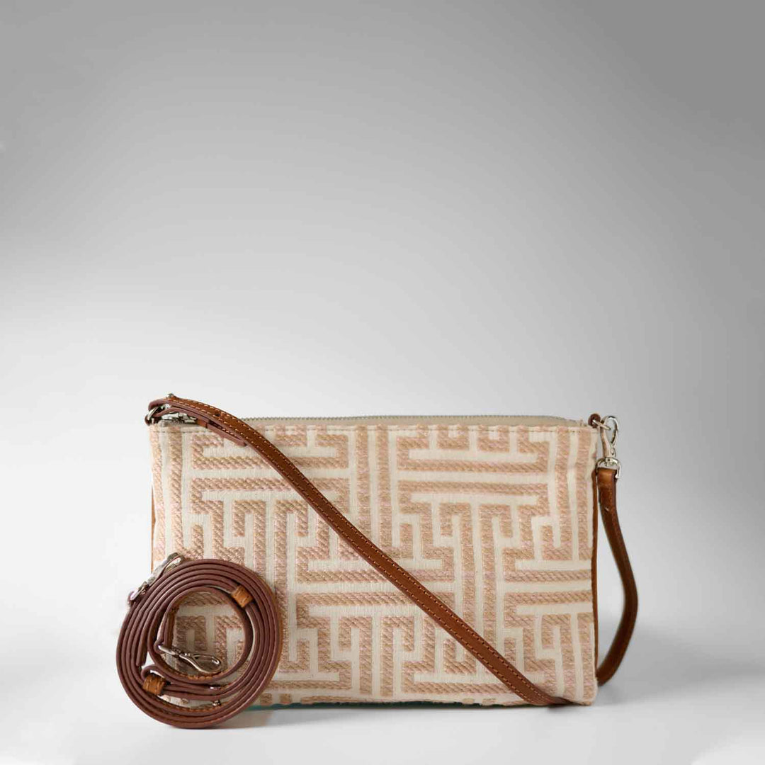 Gallia-LS Clutch Labyrinth Jacquard and Leather by Nosetta