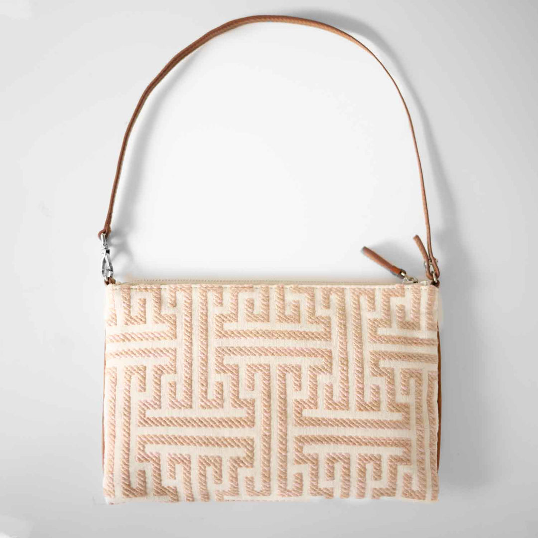 Gallia-LS Clutch Labyrinth Jacquard and Leather by Nosetta