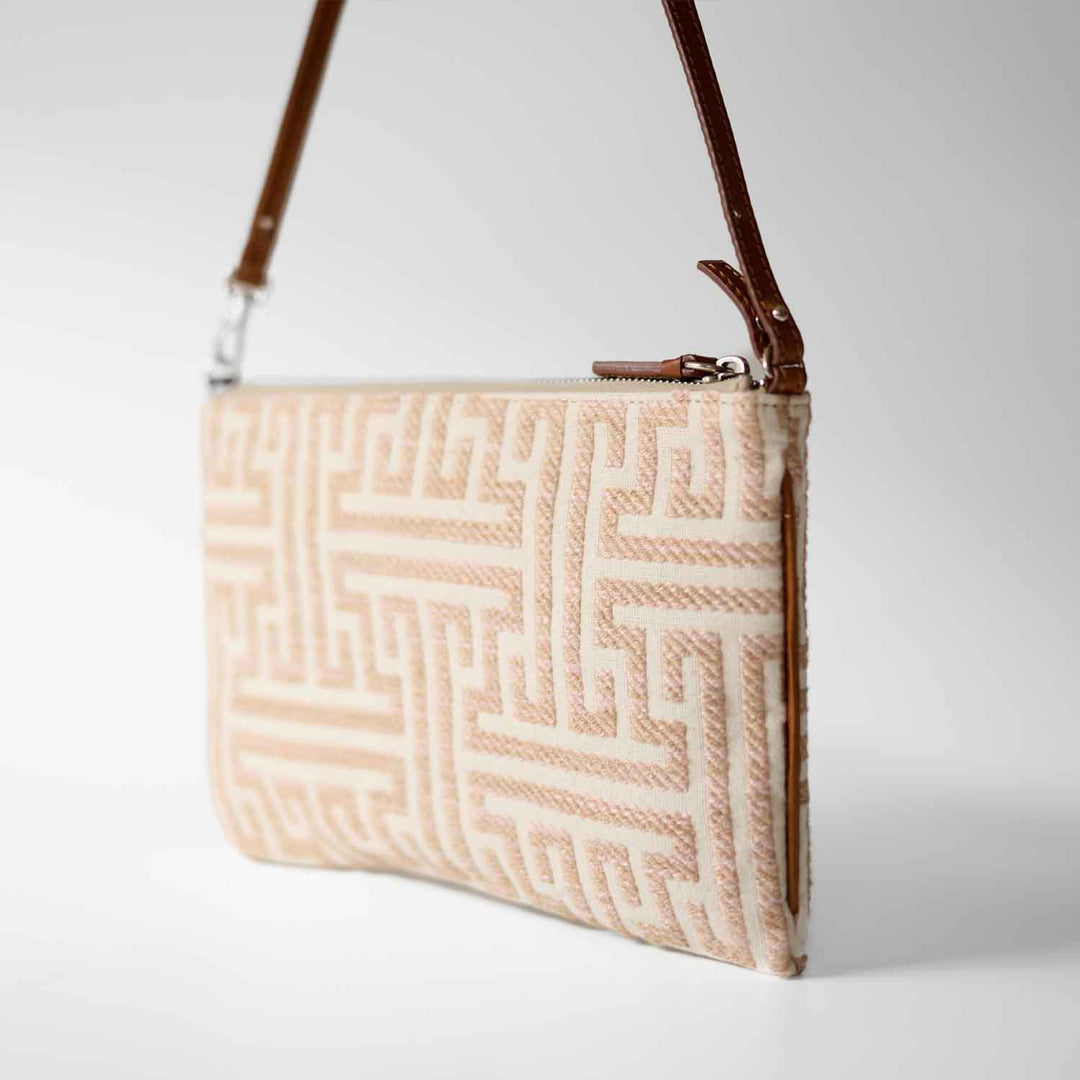 Gallia-LS Clutch Labyrinth Jacquard and Leather by Nosetta