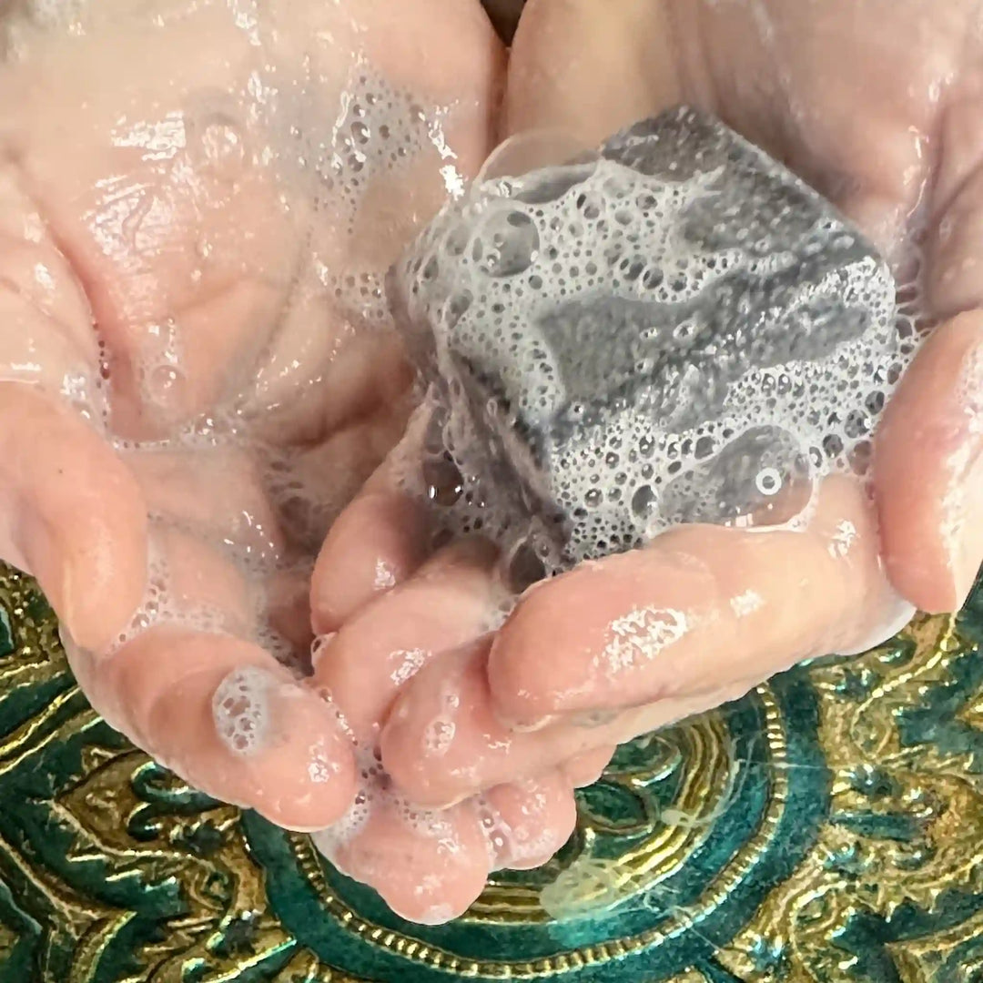 Black Clay Facial Soap with Activated charcoal + Hematite + Aloe vera